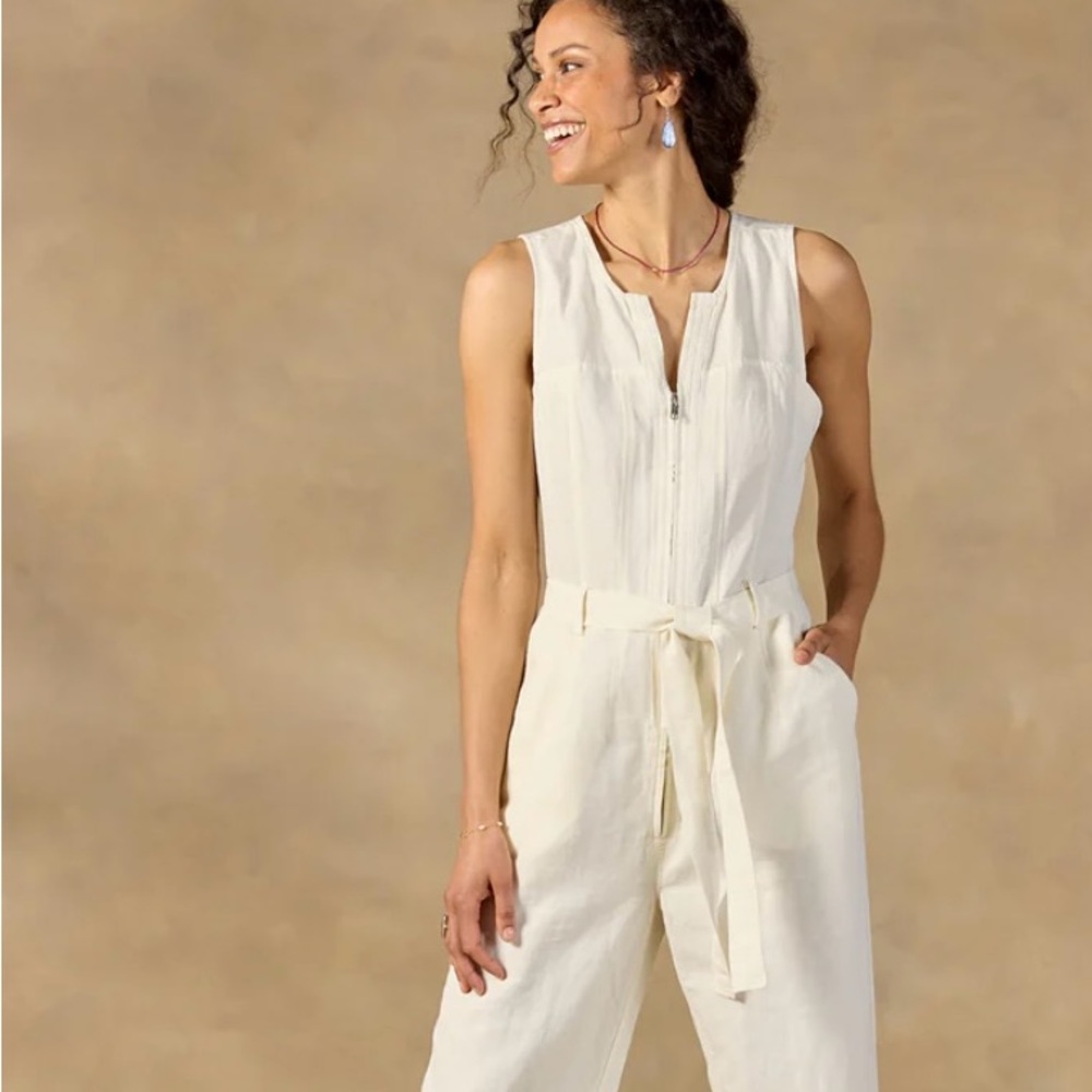 Sundance Jasiri White Jumpsuit NWOT 10P Cotton/Linen